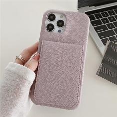 Carteira de couro de luxo capa para cartão para iPhone 14 Pro Max 11 12 13 Mini XR X XS 8 7 Plus SE Photo Slot Stand Cover, roxo claro, para iPhone 14 ProMax