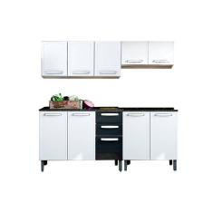 Cozinha Modulada Bertolini Evidence 4 Peças (2 Armários + 2 Balcões) C4P58 Branco/Preto
