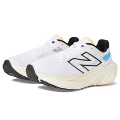 New Balance Tênis de corrida infantil unissex Fresh Foam X 1080 V13, Branco/azul costeiro/gengibre limão, 17
