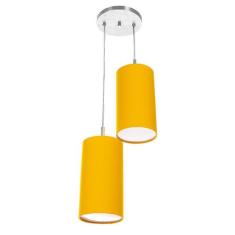 Pendente Cilindrica Duplo De Cupula 14x25cm Amarelo - MARRYLUZ
