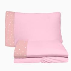 Jogo de Lençol 3 Peças Solteiro 78cm Cama Auxiliar Corações Brilha Mal