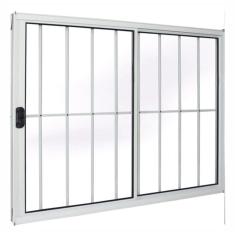 Janela 2 folhas 1,00x1,50 com grade no alumínio branco