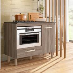 Balcão para Cooktop 1 Porta 1 Gaveta Fit Carvalho Marrom/Carvalho Marrom