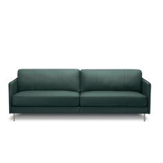 Sofá Decorativo Anthony 3 Lugares Sala De Estar 240cm Pés Em Aço Couro Verde Musgo G88 - Gran Belo