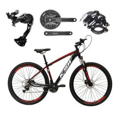 Bicicleta Aro 29 Ksw Xlt Alívio E Altus 27v Freio Hidráulico Garfo Trava - Preto-vermelho-branco Tam.21