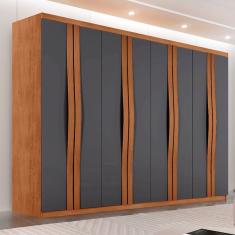 Guarda Roupa Casal Dunas Com 8 Portas E 4 Gavetas Moderna Naturalle Grafite