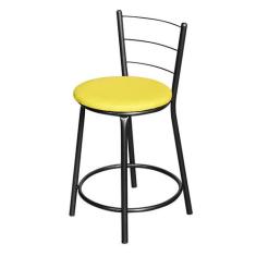 Banqueta Baixa Para Cozinha Epoxi Craqueada Assento Estofado - Lamar D