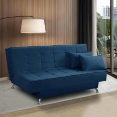 Sofá Cama 3 lugares 1,80m Diana Suede Azul Adonai Estofados