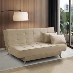 Sofá Cama 3 lugares 1,80m Diana Suede Bege Adonai Estofados