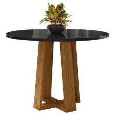 Mesa De Jantar Redonda 4 Lugares 100cm Ella N02 Ypê-preto - Mpozenato