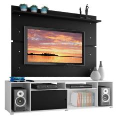 Rack Madesa Cancun e Painel para TV até 65 Polegadas - Branco/Preto/Preto