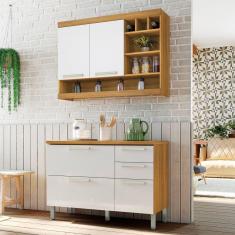 Cozinha Compacta 2 Peças Burguesa Premium Amadeirado Freijó/Branco