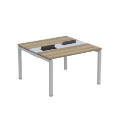 Mesa Plataforma Dupla com Pé de Aço para Coworking 120x120 Pdc12/12/2p Noce Naturalle/Cinza