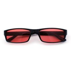 Óculos de sol masculino Hippie Pimp com armação preta retangular estreita, Vermelho, 5 7/16" (139mm) x 1 3/16" (31mm)