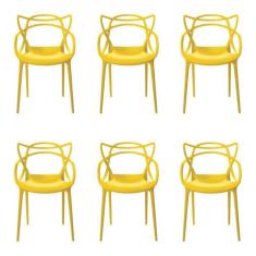Kit 6 Cadeiras Decorativas Sala e Cozinha Feliti (PP) Amarela G56 - Gr
