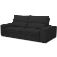 Sofá Retrátil Reclinável Para Sala De Estar Living 250cm Nápoles F04 Veludo Preto - Lyam Decor