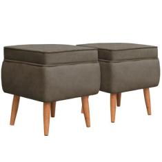 Kit 2 Puffs Banqueta Comodoro Quadrado em Tecido Veludo Várias Cores S