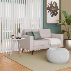 Sofá 2 Lugares Pé Palito Leave Linho Cotton Cru - Mobly