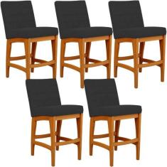 Kit 05 Banquetas Baixa Para Cozinha Bancada Bar Sala Jantar Fixa Mila 