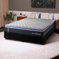 Conjunto Cama Box King Dakota Preto 193x203x57 Espuma D33