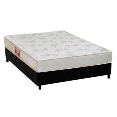 Cama Box Casal: Colchão Espuma D33 Castor Sleep Max Relax + Base Crc Suede Black(138X188)