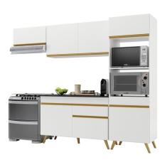 Armário De Cozinha Compacta 252cm V3690 Branco Dourado
