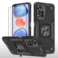Asuwish Capa de telefone para Xiaomi Redmi Note 11 Pro 4G/5G com protetor de tela de vidro temperado e suporte de anel suporte fino híbrido acessórios para celular Redme Note11 11E 11Pro feminino