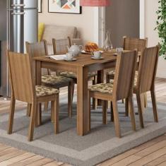 Conjunto Sala de Jantar Madesa Maris Mesa Tampo de Madeira com 6 Cadei