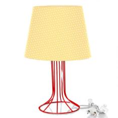 Abajur Torre Dome Amarelo/bolinha Com Aramado Vermelho - MARRYLUZ