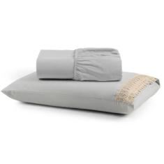 Jogo Cama Lençol Haia Solteiro Percal 200 Fios 100% Algodão Guipir Bor