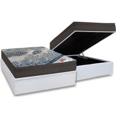 Cama Box Baú Casal: Colchão Molas SuperPocket Ensacadas Ortobom iso + Base crc Courano White (138x188)