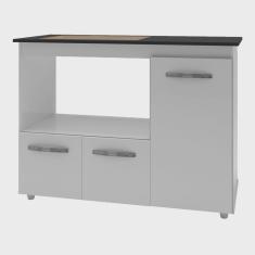 Balcão Gabinete de Cozinha Para Fogão Cooktop 4 bocas e Forno 3 portas Ana Moblis Móveis Branco