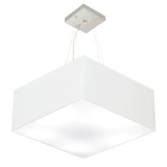 Lustre Pendente Quadrado Vivare Md-4006 Cúpula Em Tecido 21/50x50cm - Bivolt Branco 127/220v