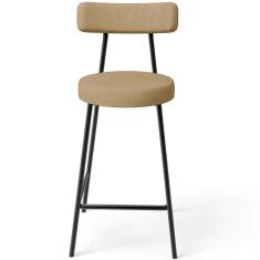 Banqueta Baixa Para Cozinha Sala De Jantar Bar Bancada Milão L02 Linho Bege Escuro - Lyam Decor