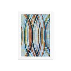 Quadro Abstrato Geométrico Círculos Moldura Branca 33x43cm