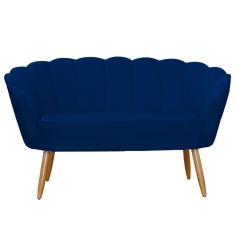 Namoradeira Estofada 2 Lugares Para Sala Comercial Pétala Suede Azul Marinho - LM DECOR