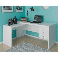 Mesa de Escritório ME4106 c/ 3 Gavetas Branco - Tecno Mobili