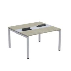 Mesa Plataforma Dupla com Pé de Aço para Coworking 130x120 Pdc13/12/2p Nogueira Casablanca/Cinza