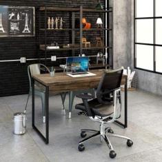 Mesa para Escritório 120cm 2 Gavetas Kuadra Compace Carvalho Dark