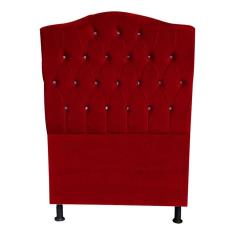 Cabeceira De Cama Box Princesa Solteiro 90 Cm Botão Strass Suede Vermelho Eli Móveis