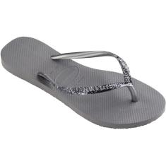Chinelo Slim Glitter II, Havaianas, Feminino, Cinza Aço, 33/34