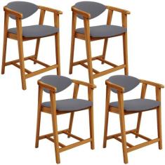 Kit 04 Banquetas Baixa Para Cozinha Sala Jantar Bancada Cecília L02 Su
