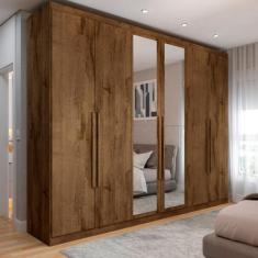 Guarda-Roupa Casal Madalena 6 Portas 4 Gavetas 100% Mdf com Espelho Br