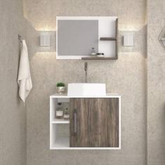 Conjunto para Banheiro Gabinete com Cuba Quadrada Q32 e Espelheira Lau