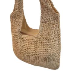 Bolsa Palha Feminina Moda Praia 2025 Ombro Alça Grossa Verão Lazer Cas