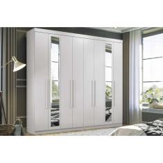 Guarda Roupa 8 Portas (2 c/ Espelho) e 4 Gavetas Master New 8.4 Branco