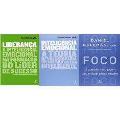 Kit 3 Livros Daniel Goleman Liderança Foco Inteligencia emocional