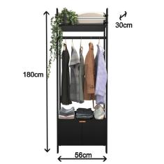 Roupeiro Arara Guarda Roupa Solteiro Cabideiro Com 2 Portas