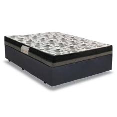 Cama Box Casal Sintético + Colchão Casal Ortobom Iso Dupla Face 60x138x188 cinza