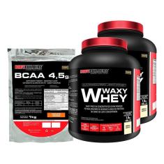 KIT - 2x  Whey Protein Waxy Whey 2kg + BCAA 1kg - BodyBuilders-Unissex